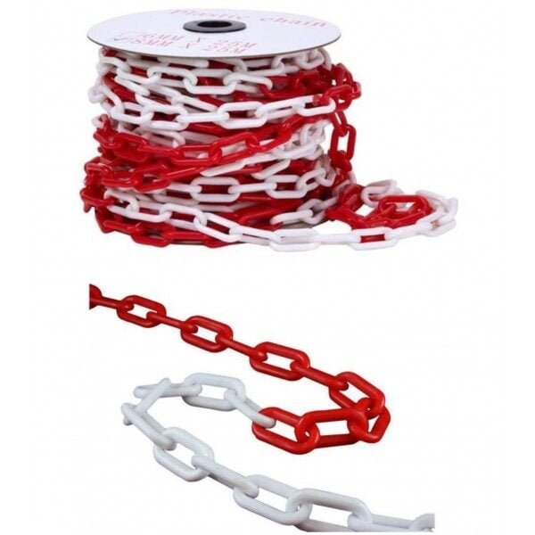 CADENA PLASTICA BLANCA / ROJA X METRO