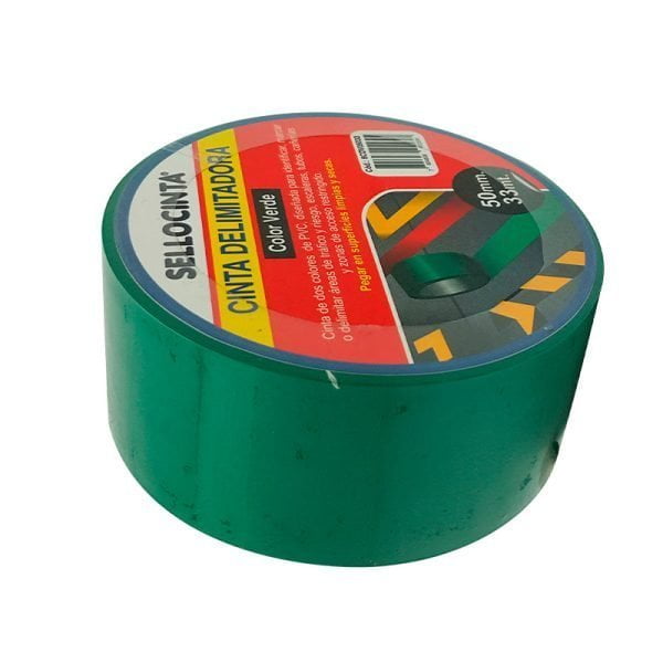 ROLLO CINTA DELIMITADORA VERDE 33 MTS ADIOFFICE