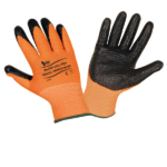 GUANTE FLEX PU L-1600 NARANJO-NEGRO T/8
