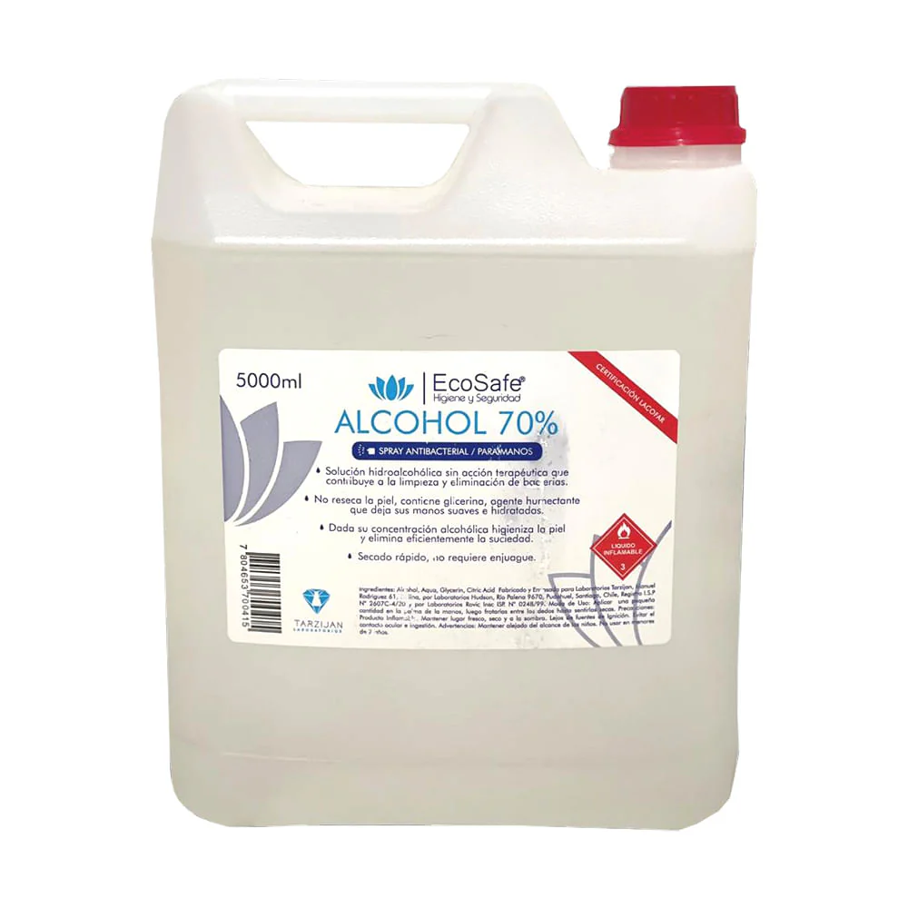 166610-1600-auto ALCOHOL DESINFECTANTE AL 70% ECOSAFE BIDON 5LTS - Imagen 1